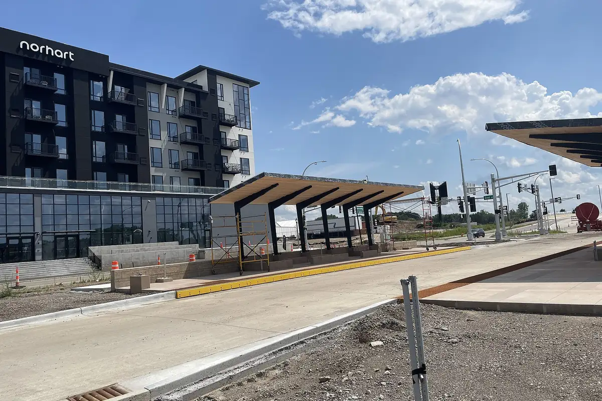 Metro Gold Line station construction at Helmo Avenue in Oakdale, Minnesota